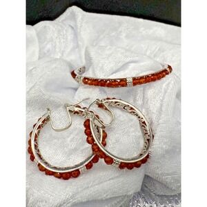 Karis STS Brown‎ iSilver Tone Bracelet Set Pierced Earrings